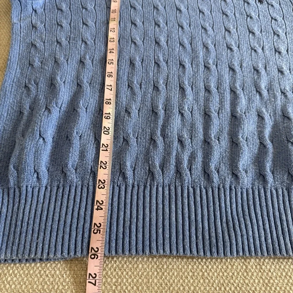 VTG 90s Mens L Blue Polo Ralph Lauren 100% Silk Cable Knit Sweater Blue Pony